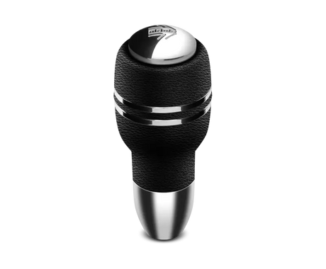 Momo Automatico Shift Knob in black leather with shiny chrome insert for a stylish ride