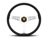 Momo California Steering Wheel 360 mm - Black Leather/White Stitch/Pol Spokes - Truck & Automotive