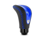 Momo Combat Evo Shift Knob - Black Leather Blue Insert Stitching - Truck & Automotive