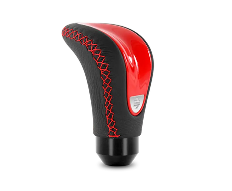 Momo Combat Evo Shift Knob - Black Leather Red Insert Stitching - Truck & Automotive