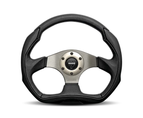 Momo Eagle Steering Wheel 350 mm - Black Leather with Anth Spokes, premium racing design.