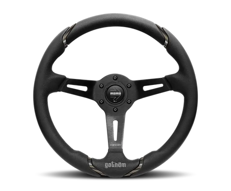 Momo Gotham Steering Wheel 350 mm - Black Leather/Black Spokes - Truck & Automotive