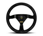 Momo MOD69 Steering Wheel 350 mm - Black Suede/Black Spokes, premium racing accessory.