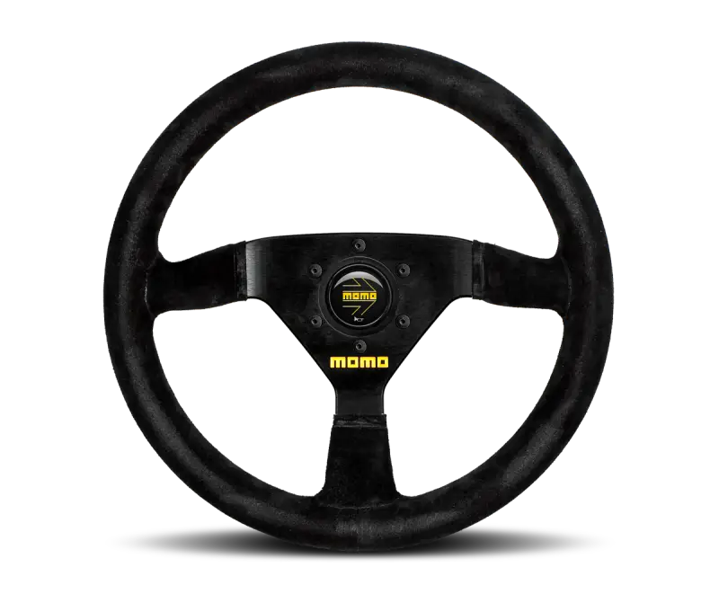 Momo MOD69 Steering Wheel 350 mm - Black Suede/Black Spokes, premium racing accessory.