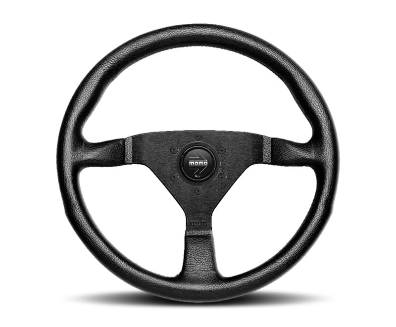 Momo Montecarlo Steering Wheel 320 mm - Black Leather with Black Stitch and Black Spokes