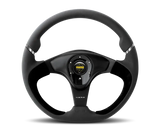 Momo Nero Steering Wheel 350 mm - Black Leather/Suede/Black Spokes - Truck & Automotive
