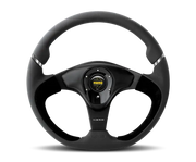 Momo Nero Steering Wheel 350 mm - Black Leather/Suede/Black Spokes - Truck & Automotive