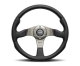 Momo Race Steering Wheel 350 mm - Black Leather, Anth Spokes, High-Performance Design.