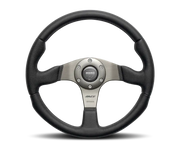 Momo Race Steering Wheel 350 mm - Black Leather, Anth Spokes, High-Performance Design.