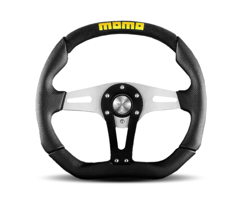 Momo Trek Steering Wheel 350 mm - Black AirLeather/Brshd Al Spokes - Truck & Automotive