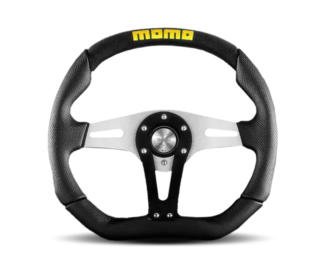 Momo Trek Steering Wheel 350 mm - Black AirLeather/Brshd Al Spokes - Truck & Automotive