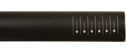 Dark gray cylindrical handlebar with measurement marks for level riding clinics