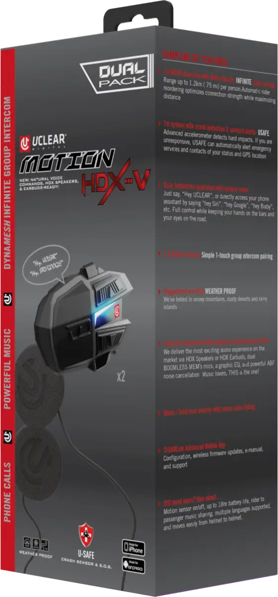 Motion Hdx V Single Kit Helmet Audio Single Kit 