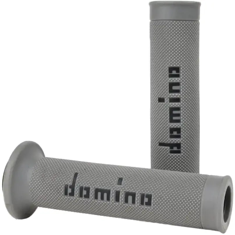 Domino MotoGP Grips Grey/Black Pair for 22mm Handlebars with Twist Throttles, Dual Thermoplastic Compound, Dimpled Pattern for Sure Grip and Lasting Comfort