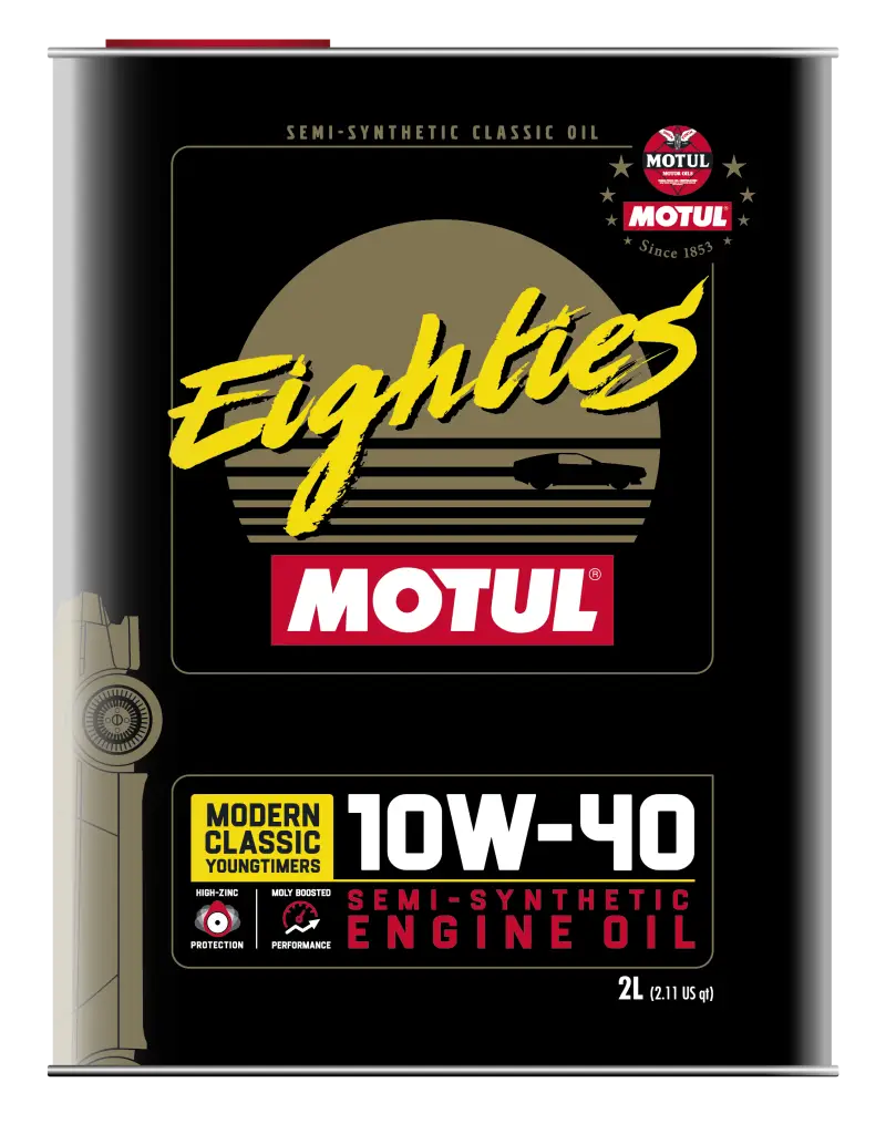 Motul 10W40 Classic Eighties semi-synthetic engine oil in case of 10 liters