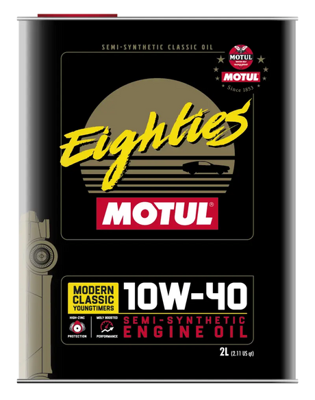 Motul 10W40 Classic Eighties semi-synthetic engine oil in case of 10 liters