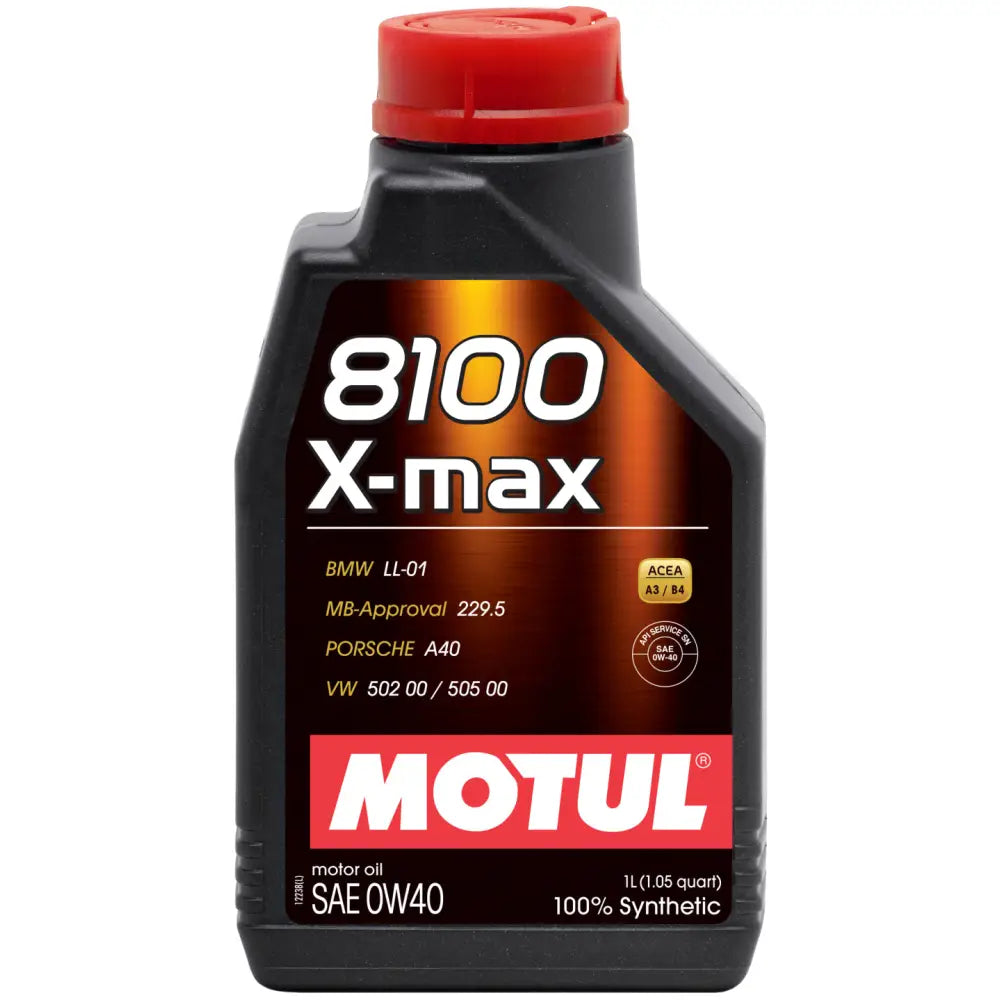 MOTUL 104531 Motul 1L Synthetic Engine Oil 8100 0W40 X-MAX - Porsche A40 - Case of 20