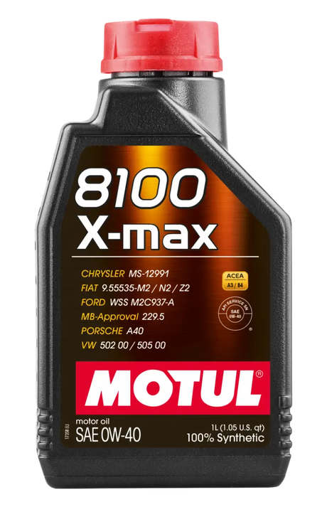 Motul 1L Synthetic Engine Oil 8100 0W40 X-MAX - Porsche A40 - Case of 20 - Truck & Automotive