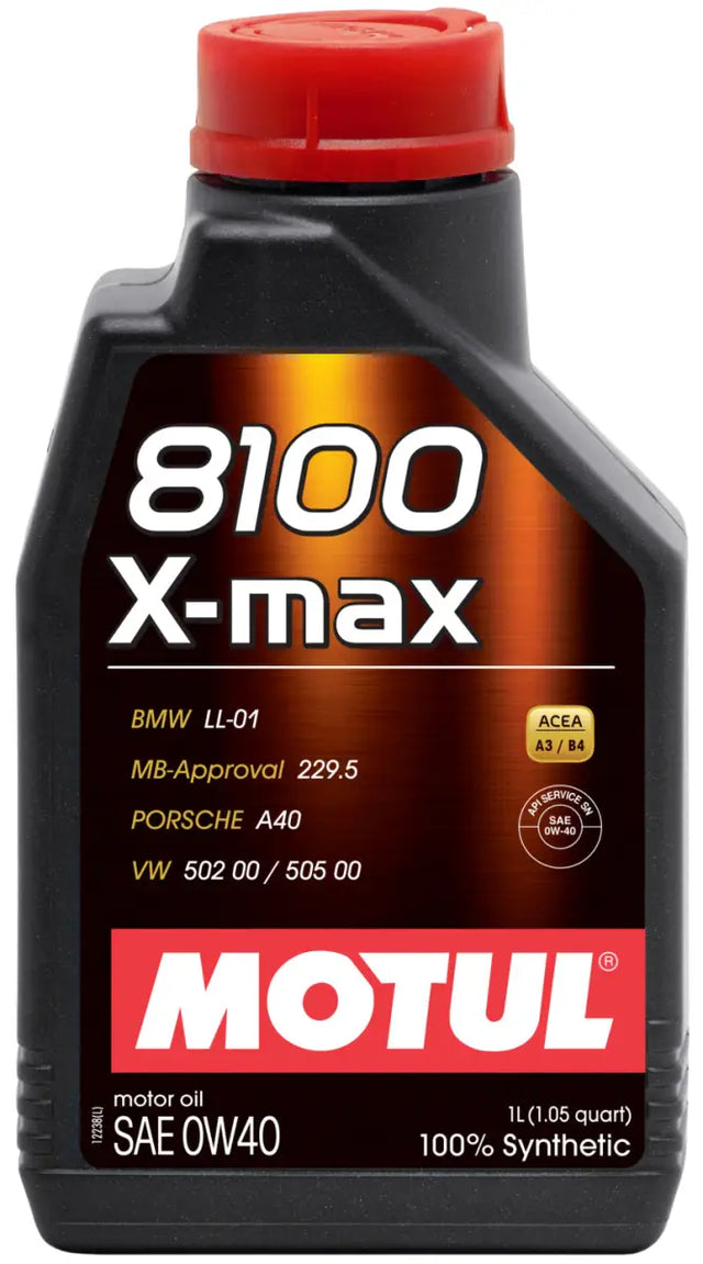 Motul 1L Synthetic Engine Oil 8100 0W40 X-MAX - Porsche A40 - Case of 20 - Truck & Automotive