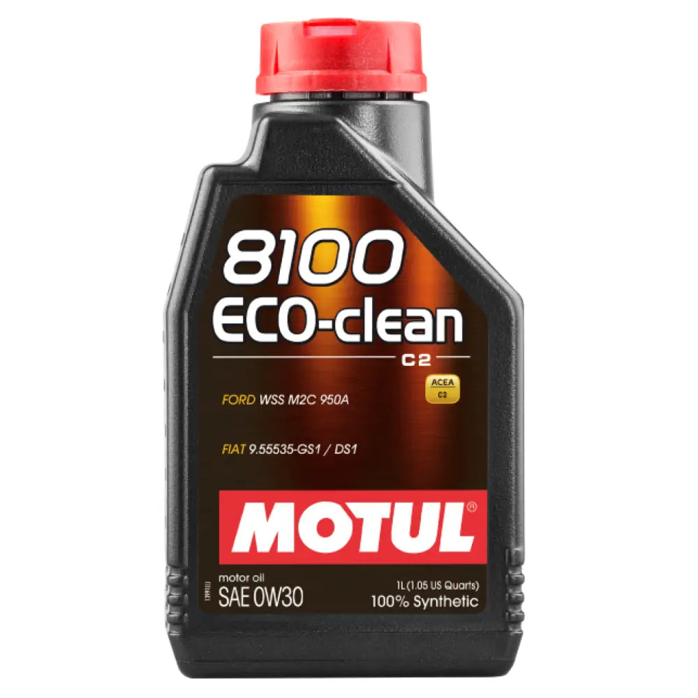 MOTUL 102888 Motul 1L Synthetic Engine Oil 8100 Eco-Clean 0W30 12X1L - C2/API SM/ST.JLR 03.5007 - 1L - Case of 12