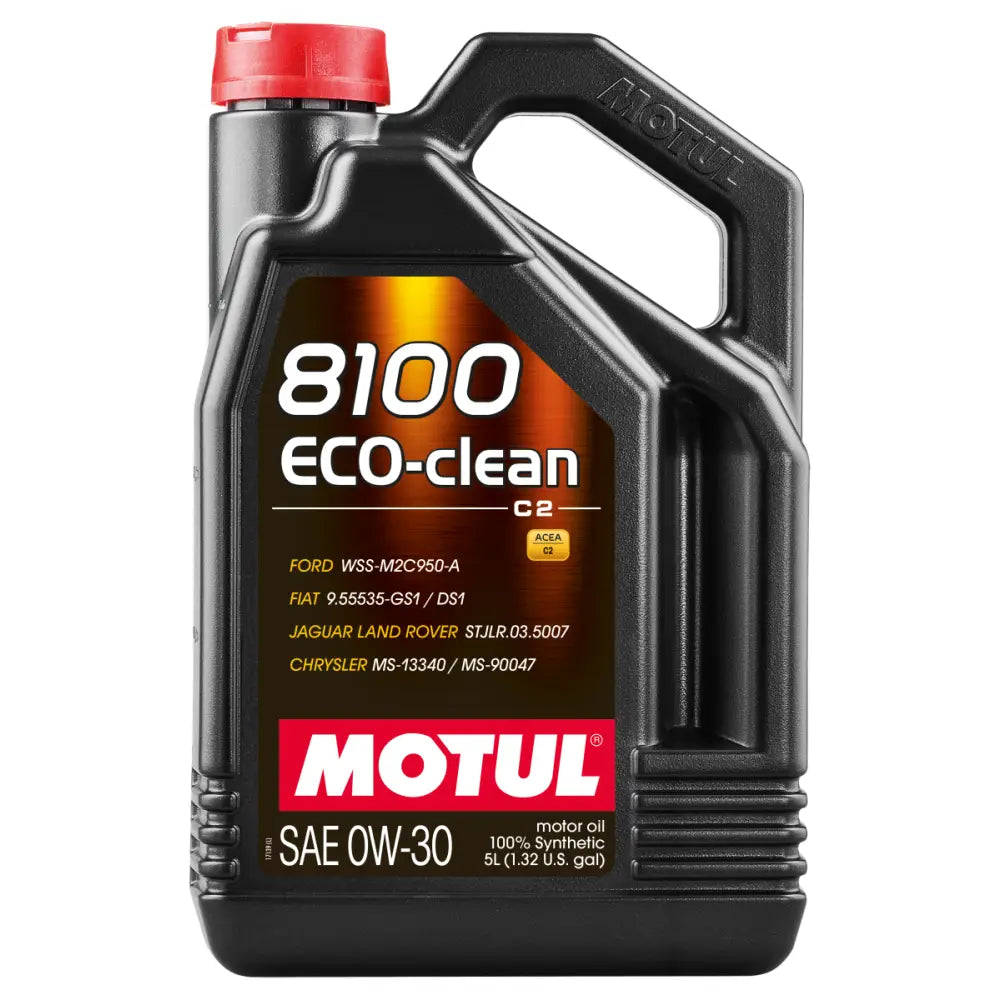 MOTUL 102889 Motul 5L Synthetic Engine Oil 8100 0W30 4x5L ECO-CLEAN ACEA C2 API SM ST.JLR 03.5007 - Case of 4