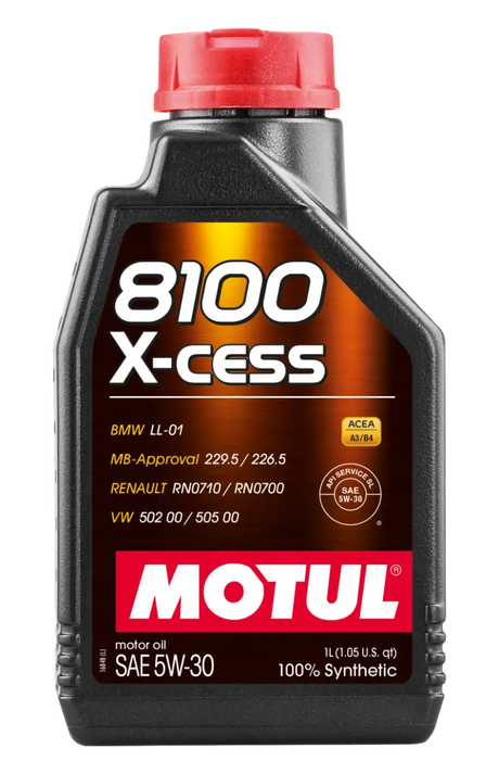 Motul Synthetic Engine Oil 8100 5W30 X-CESS 1L - Case of 12 - Truck & Automotive