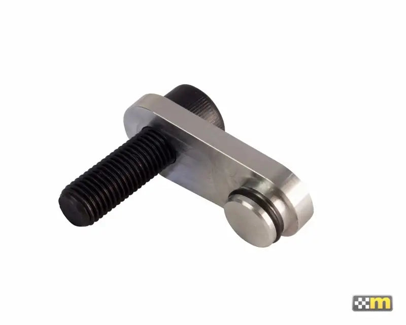 Silver metal bracket with black bolts from Mountune Balance Shaft Delete Kit for shaft delete