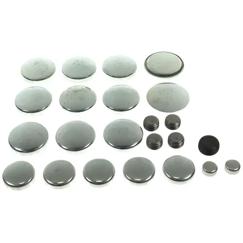 Assorted metal freeze plugs from MPE-113R Melling Freeze Plug Kits Bagged