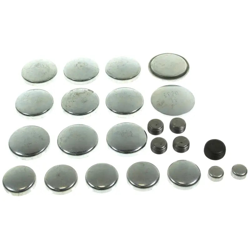 Assorted metal freeze plugs in MPE-113R Melling Freeze Plug Kits Bagged