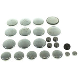 Assorted metal freeze plugs in MPE-113R Melling Freeze Plug Kits Bagged