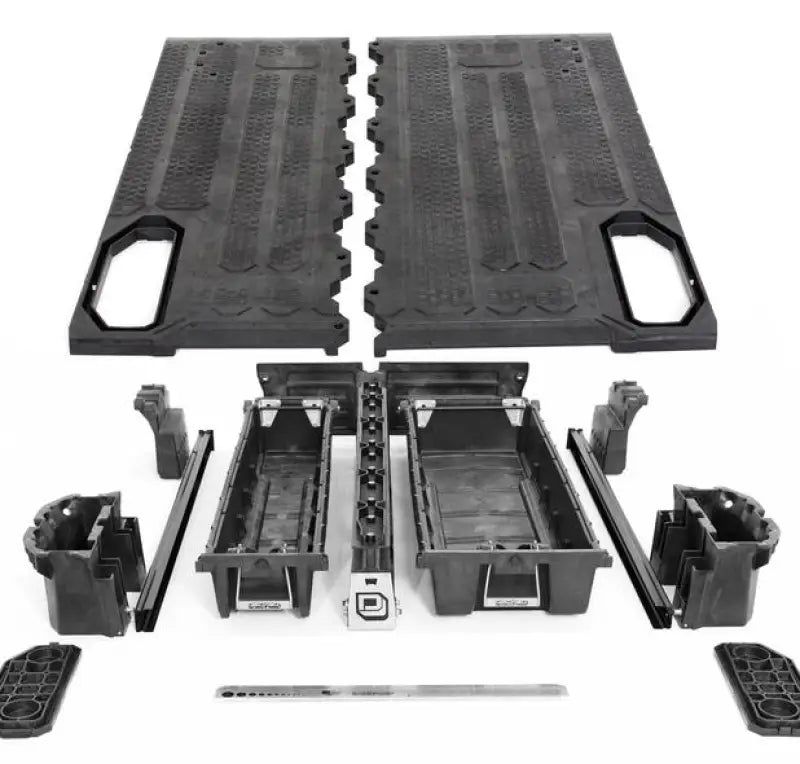 Black truck bed storage system for MT8 Decked Toyota Tacoma 2019 model