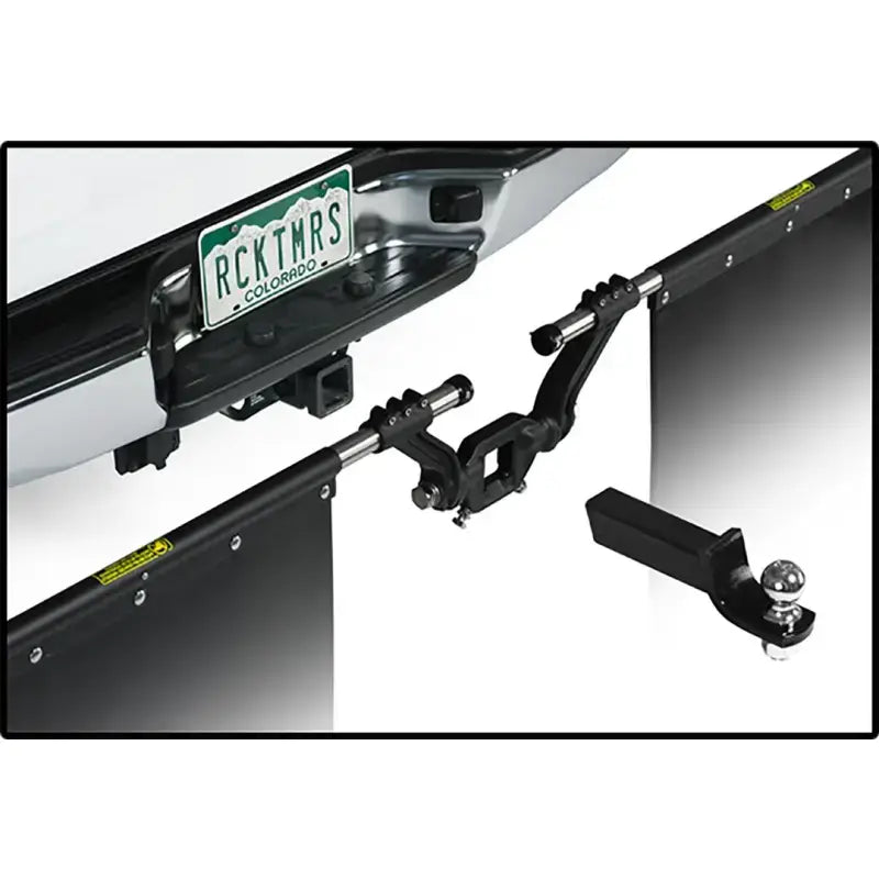 Mud Flap Cut-To-Fit 24 x Inch; 3 Inch Receiver Mount System With 2 Flaps; Flat; Rock Tamers Logo; Matte Black;