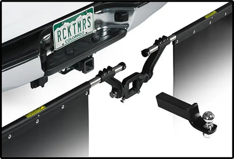 Mud Flap Cut-To-Fit 24 x Inch; 3 Inch Receiver Mount System With 2 Flaps; Flat; Rock Tamers Logo; Matte Black;