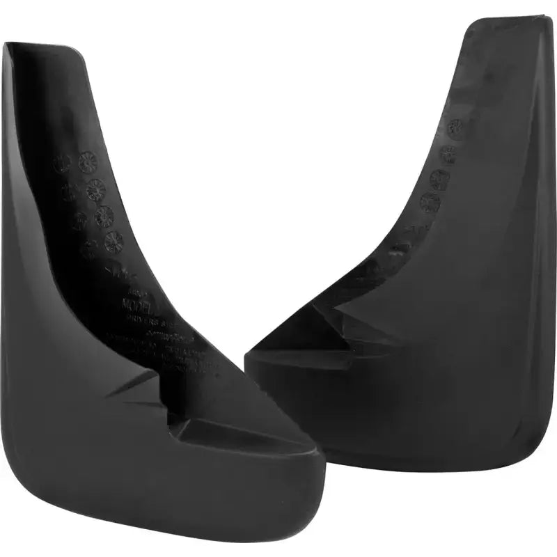 Mud Flap Multi-Fit; Set Of 2; Contoured; Without Logo; Black; OE-Approved Material; Screw On; Requires Installation Kit