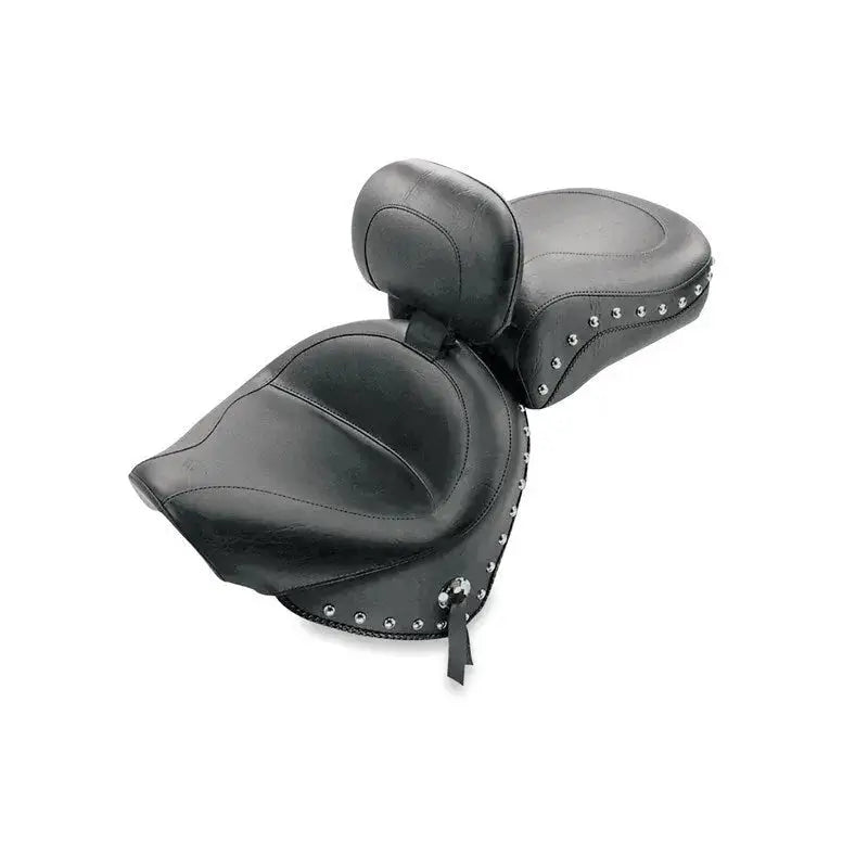 Black studded 2pc Silverado Touring 2pc seat with backrest for Yamaha V-Star 1100