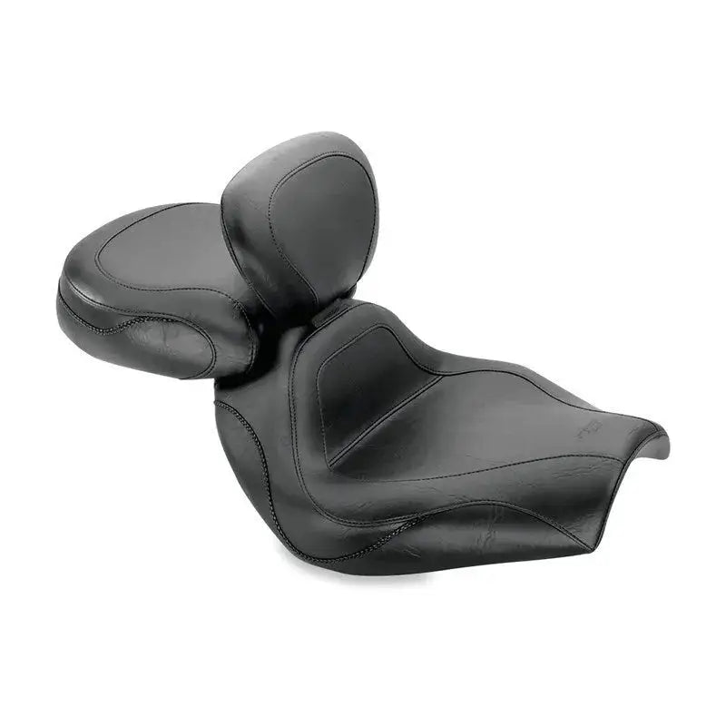 Black leather motorcycle seat with backrest for Honda VTX1800C sport touring bikes