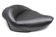 Black leather motorcycle seat for Harley Sportster wide touring solo bike