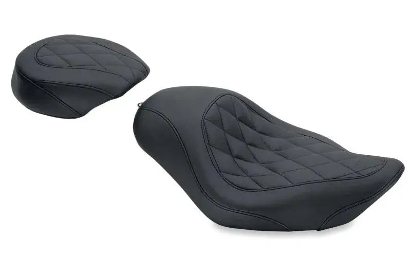 Mustang 04-21 Harley Sportster Wide Tripper Solo Seat Diamond Stitch - Black - Seats