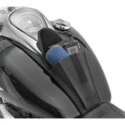 Motorcycle tank bib with storage pouch for Suzuki VL800 Volusia in black