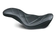 Black motorcycle seat with diamond stitching for Harley Dyna Super Tripper style rides