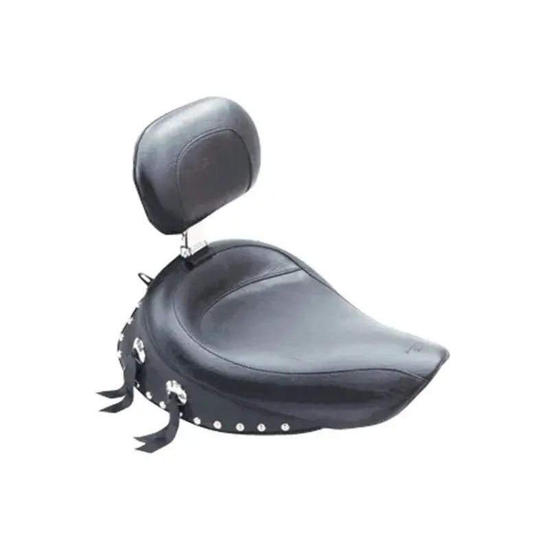 Black Harley Dyna wide touring solo seat with backrest for comfortable riding