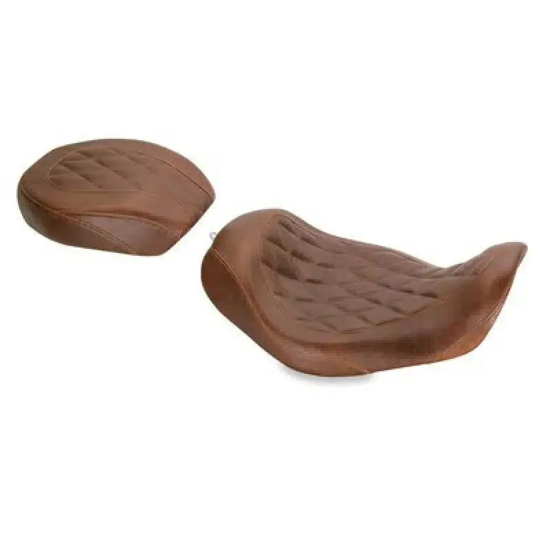 Brown leather Mustang wide tripper forward passenger seat for Harley Dyna