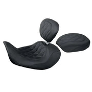 Mustang 06-17 Harley Dyna Wide Tripper Forward Passenger Seat Diamond Stitch - Black - 76705
