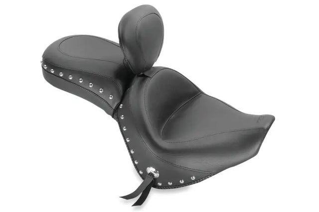Mustang 06-21 Kawasaki Vulcan 900 Classic, Custom Touring 1PC Seat w/Driver Backrest Studs - Black - 79416