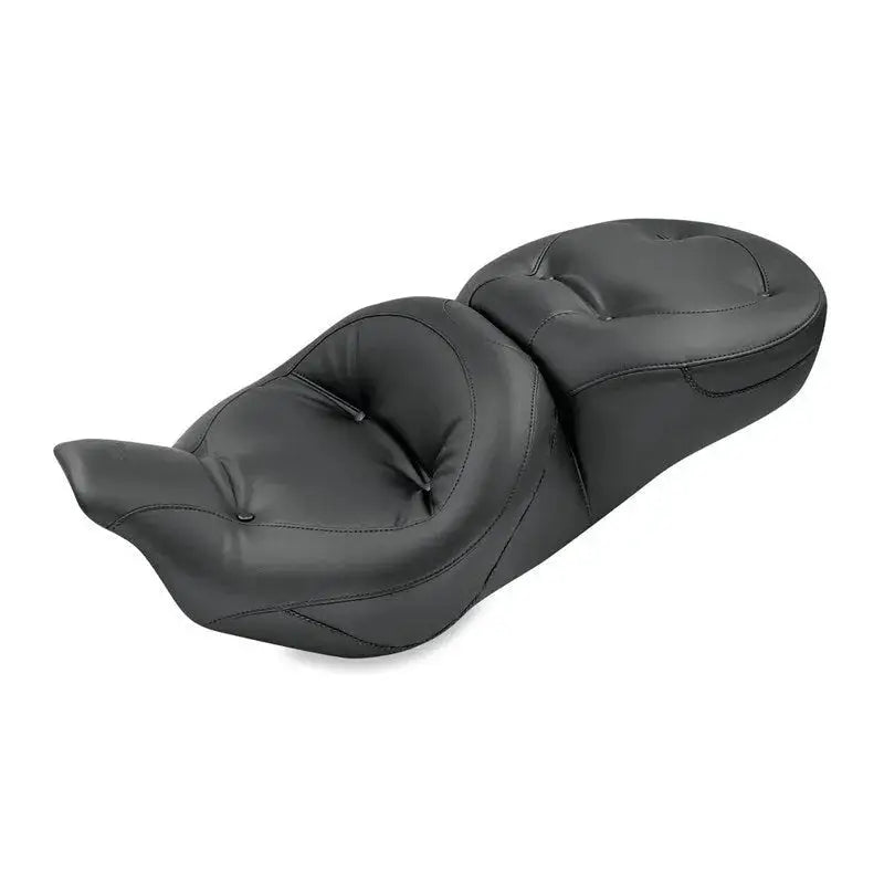 Black leather motorcycle seat for Mustang Harley Electra Glide 1pc seat regal style