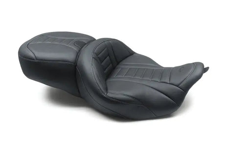 Mustang 08-21 Harley Electra Glide/Rd Glide/Rd King 1PC Seat Deluxe - Black w/ Grey Stitching - Mustang Motorcycle