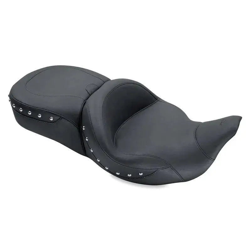 Black studded motorcycle seat for Mustang super touring 1pc seat on Harley Electra Glide