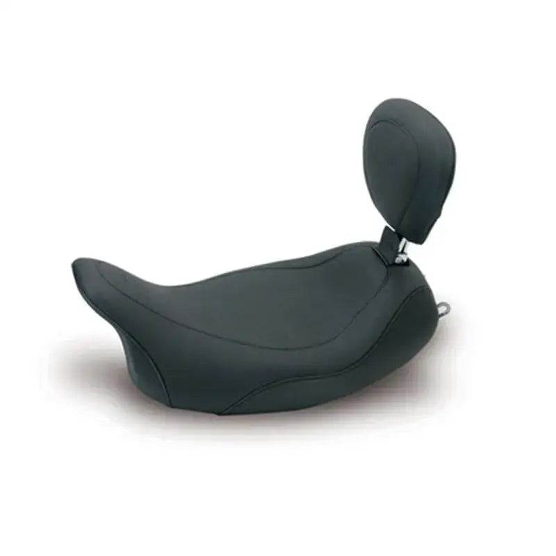 Black touring solo seat with backrest for Mustang 08-21 Harley Electra Glide Std