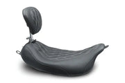 Mustang 08-21 Harley Wide Tripper FL Touring Pass Seat w/ Dr Backrest, Grey Diamond Stitch - Black - Mustang Motorcycle