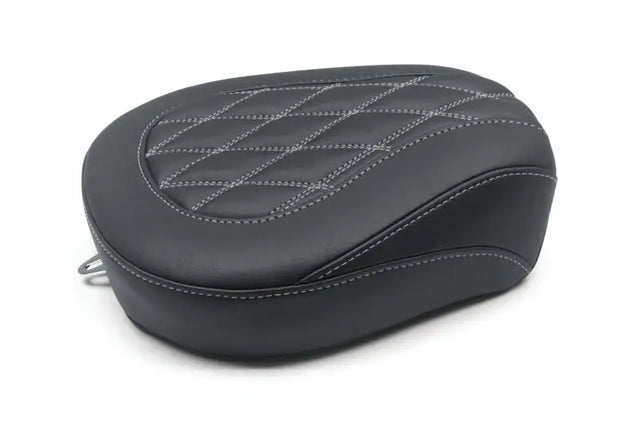 Mustang 08-21 Harley Wide Tripper FL Touring Passenger Seat w/Grey Diamond Stitch - Black - Mustang Motorcycle